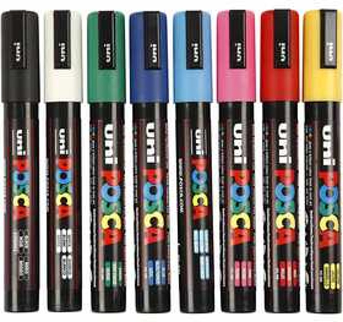 Uni Posca Marker, lijndikte: 2,5 mm,  PC-5M , standaardkleuren, medium, 8stuks [HOB-276900]